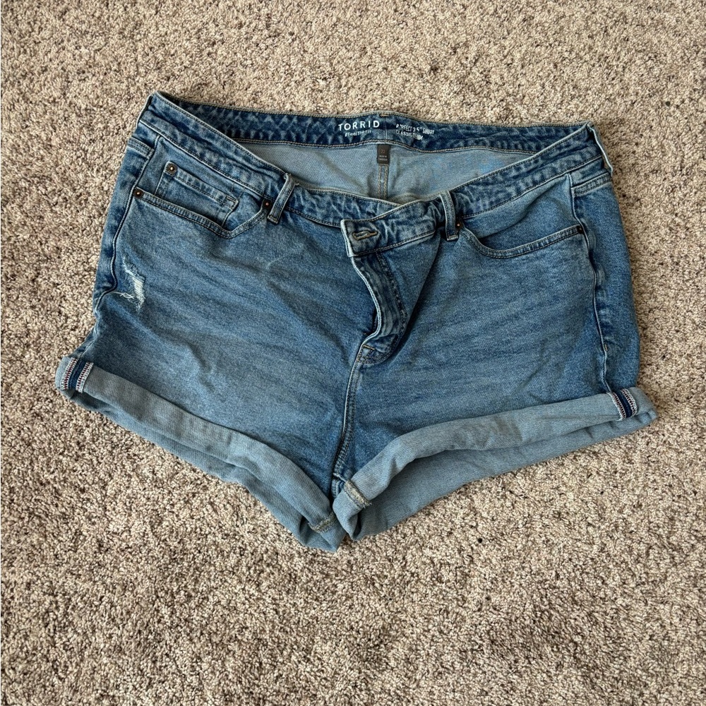 torrid Medium Blue Cuffed Denim Shorts